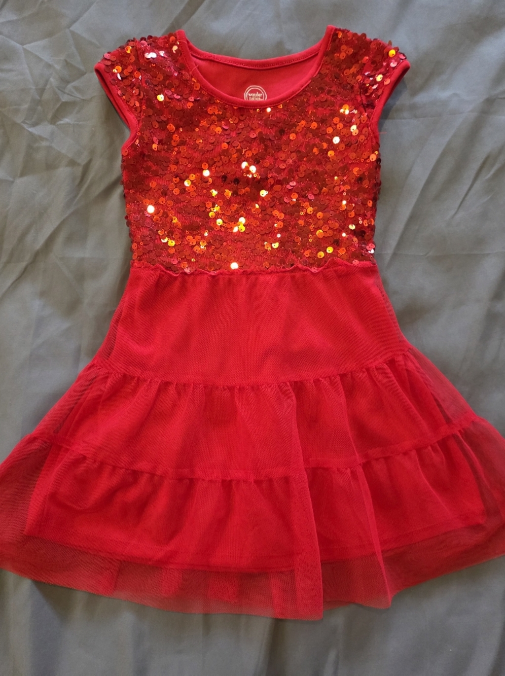 Wonder Nation Red Sequin Tulle Party Dress